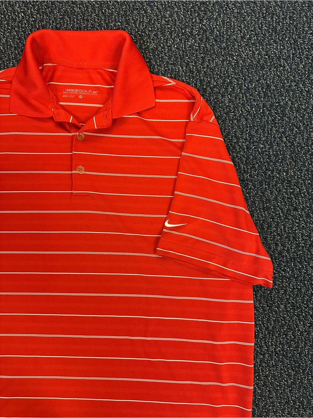 Nike Red Polo with Thin White Stripes Size Medium